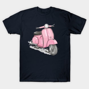 Pink Classic Retro Scooter T-Shirt